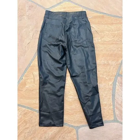 Abercrombie & Fitch Pants Womens 10S 30 90s Straight High Rise Black Pleather - Picture 3 of 3